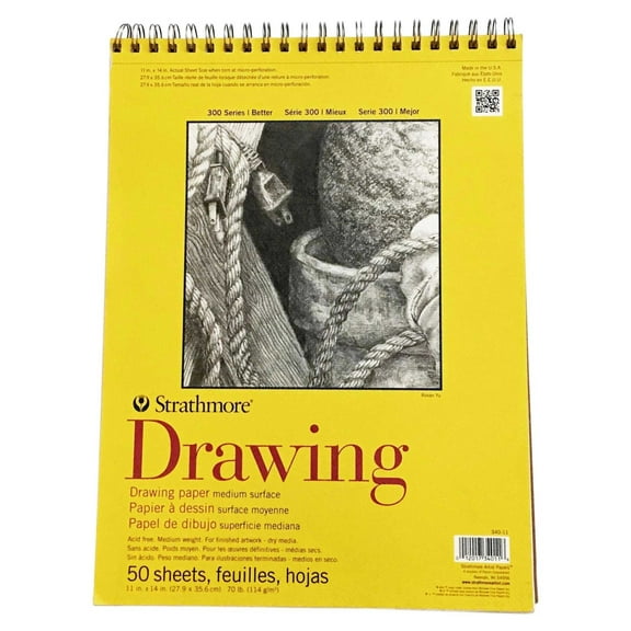 Strathmore 300 Series Drawing Pad, 11 x 14 Inches, 70 lb, 50 Sheets