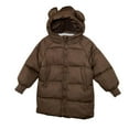 thumbnail image 2 of AUNVITO 2025 Trendy Children's Solid Color Hooded Cotton Jacket With Medium To Long Length And Thick Velvet Zipper Cover, 2 of 3