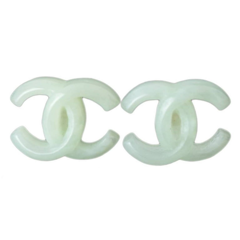 Chanel Blue Glitter CC Logo Round Clip On Earrings