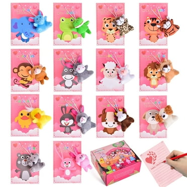 Valentines Day Gifts For Kids 56Pcs Valentines Day Cards &Animal Plush Toy SetValentine Day Party Favors, Prize Supplies, Valentine's Gifts Exchange School Rewardss.