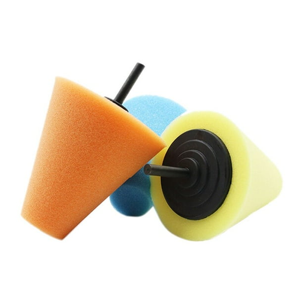 3@# 3Inch Burnishing Polishing Cone Car Hub Buffing Sponge Car Accessories Auto Wheel Polishing Sponge Used for Electric DrillYellow 80mm He Qiyong unisex