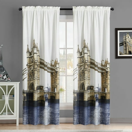 Mainstays Tower Bridge - London Photoreal, Curtain Panel, set of (Best Homes In London)
