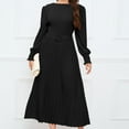 thumbnail image 4 of Yuyuzo Robe Maxi Formelle pour Femme à Manches Longues, Col Ras du Cou, Froncée, à Volants, Fluide, Couleur Unie, Robe de Cocktail avec Ceinture, 4 of 7