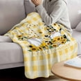 thumbnail image 3 of Gnomes Sunflowers Blanket Soft Cozy Warm Throw Blanket for Couch, Plush Fuzzy Flannel Fleece Blankets for Sofa, Pastoral Botanical Yellow Plaid Bed Blankets Lightweight Gifts for Women, 50"x60", 3 of 9