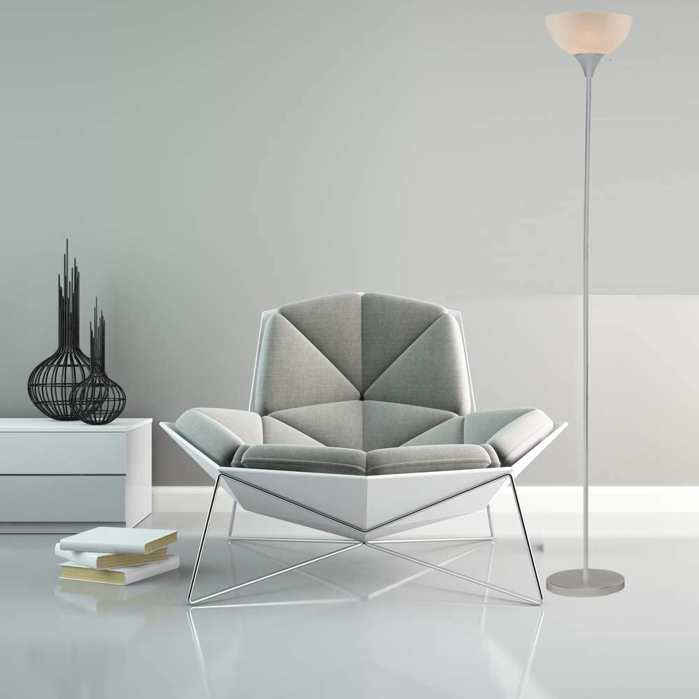 LIGHTACCENTS Susan Silver Floor Lamp for Living Rooms with White Shade - Silver