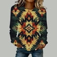 thumbnail image 1 of TaTaai Ladies Retro Western Print Round Neck Long Sleeve Sweatshirt Fashion Casual Regular Shoulder Loose Top Soft for Daily Party Work Vacation Gift, 1 of 4
