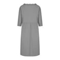 thumbnail image 4 of Homenesgenics Dresses for Women Womens Dresses Summer Women's Solid Color Three-Quarter Sleeve Round Neck Casual Loose Pocket Dress Gray S, 4 of 7