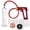 Red, variant on LeLuv® Premium Maxi Penis Pump w/ Red Handle, Silicone Hose | TPR Sleeve, Donut, 4 Constriction Rings | 9" x 2.00" Cylinder