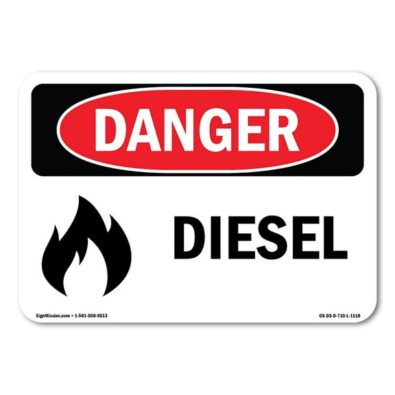 OSHA Danger Sign - Diesel | Plastic Sign | Protect Your Business, Construction Site, Warehouse & Shop Area |  Made in The USA