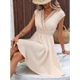 thumbnail image 5 of Women'S Lace Short Dress Ruffle Cap Sleeve V Neck Summer Boho A Line Dresses Color M, 5 of 9