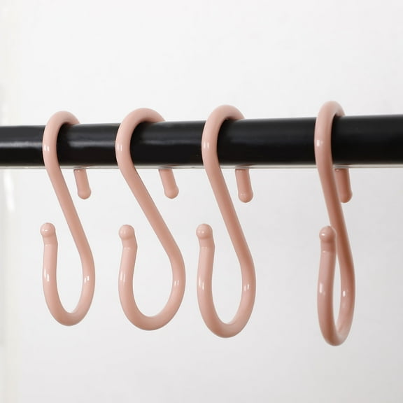 Unique Bargains 12 Pack S Shape Hooks Plastic Hangers Bedroom Kitchen Bathroom for Pots and Pans Cups Cloth Hanging Pink