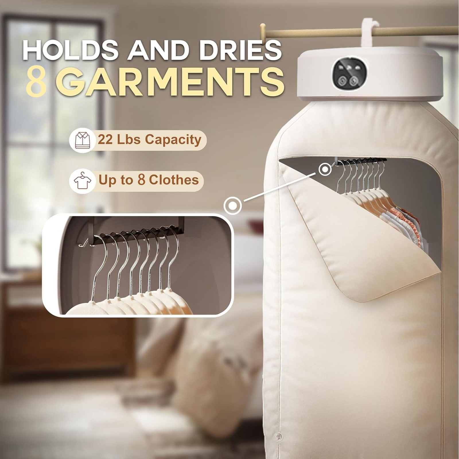 HAOKAINI Portable Clothes Dryer, 600W Mini Compact Laundry Dryers with Timer, Foldable Electric Small Drying Machine with Dry Bag, Electric Clothes Dryer for Travel, RV, Home, Apartment