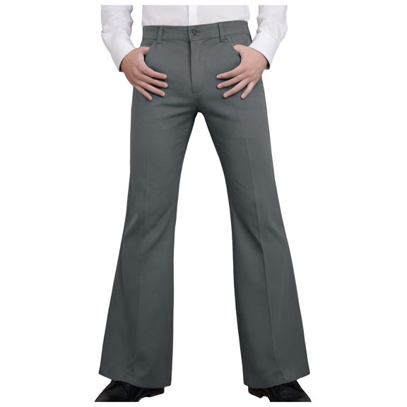 70s Disco Pants for Men Mens Bell Bottom Dress Pants Stylish Dancing Stage Performance Flat Front Stretch Trousers Mens Casual Pants with Pockets