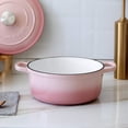 thumbnail image 2 of Horno holandés con tapa de hierro fundido esmaltado EDGING CASTING, olla redonda para hornear pan, 7 cuartos, color rosa, 2 of 5