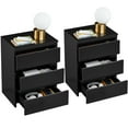 thumbnail image 4 of Topeakmart 24"H Vertical Wooden Nightstand with 3 Drawers for Bedroom, Set of 2, Black, 4 of 8