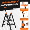 thumbnail image 4 of 3 Step Ladder with Single-Handrail,Retractable Handgrip Folding Step Stool,Lightweight  Step Ladder 3 Step Folding,600lbs  Load Capacity for Household,Kitchen,Office, 4 of 6