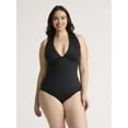thumbnail image 2 of Time and Tru Women's and Women's Plus Plunge One Piece Swimsuit and Pareo Set, 2-Piece, Sizes XS-3X, 2 of 5