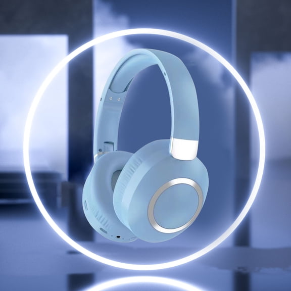 Bluetooth Headset 5.3 – Wireless Over-Ear Headphones with FM Radio, TF Card Slot, 300mAh Battery, 8 Hours Playback, English Voice Prompts – for Phone Calls & Music,Light Blue