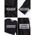 thumbnail image 4 of JWD Womens Open Back Long Sleeve Workout Top Loose Fit Crew Neck Thumb Hole Pullover Yoga Shirt Black 2XL, 4 of 8