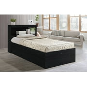Hodedah Twin-Size Captain Bed with 3-Drawers and Headboard in Black