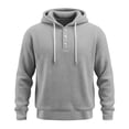 thumbnail image 5 of Waffle Knit Hoodies for Men Button Up Hooded Sweatshirts Loose Fit Casual Solid Basic Pullover Tops, 5 of 5