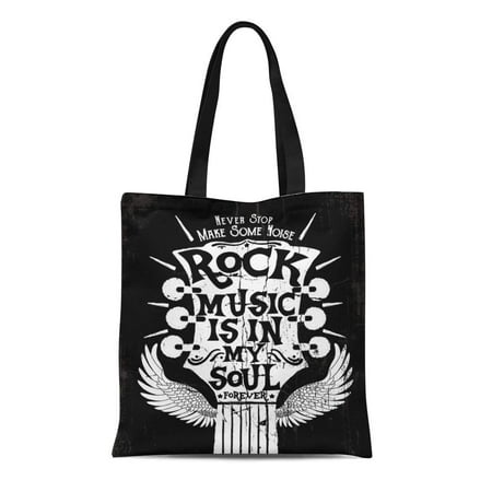 SIDONKU Canvas Tote Bag Band Rock Music As Heavy Metal Roll Badge Black Durable Reusable Shopping Shoulder Grocery