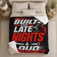 thumbnail image 5 of Built for Late Nights and Loud Engines Quote, Bold Mechanic Graphic Art for Car Fans, Red Piston Motif Cozy Flannel Blanket, Father's Day Gift for Garage and Workshop Home Decor, 5 of 9