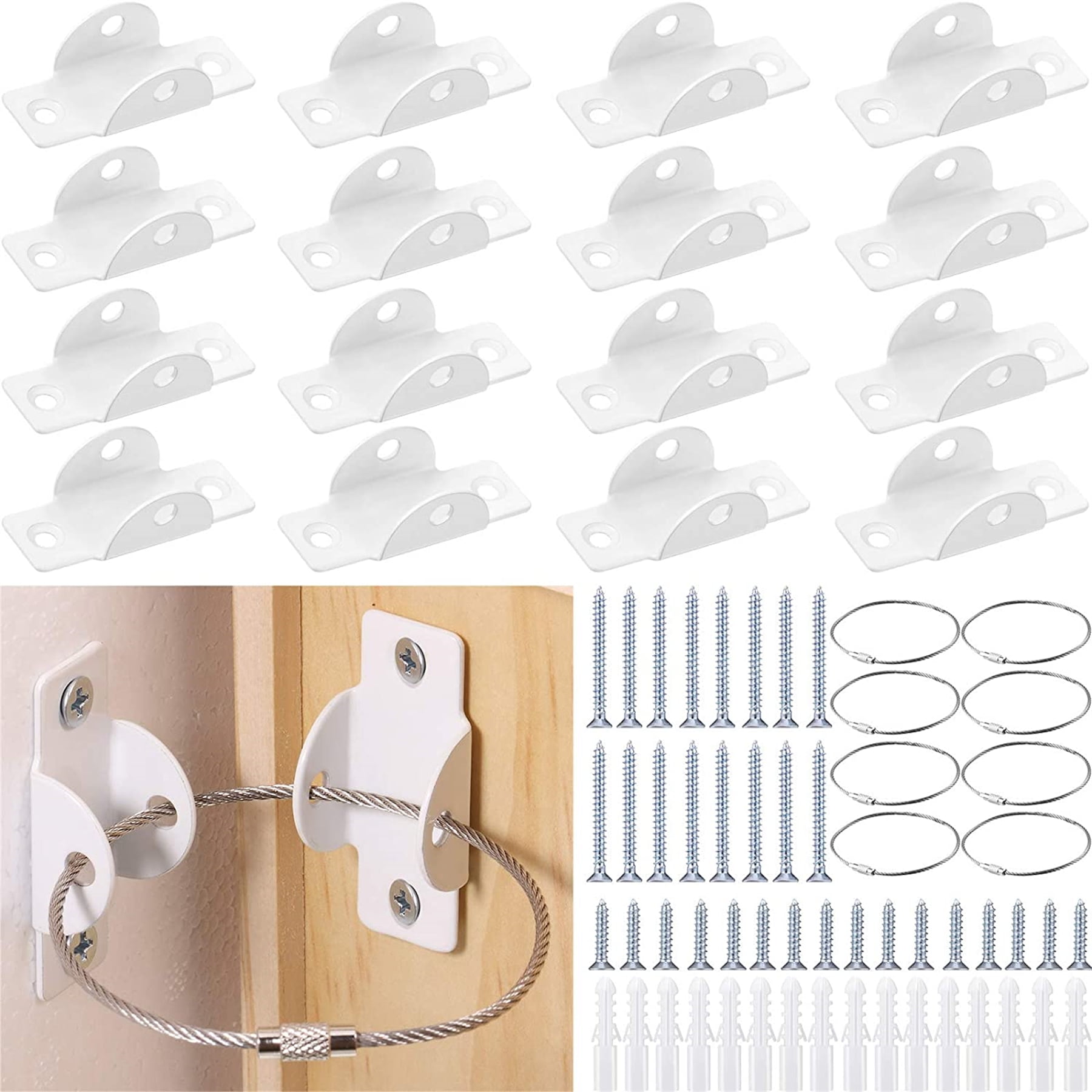 8 Sets Furniture Straps Include Metal AntiTip Wall for Baby Proofing