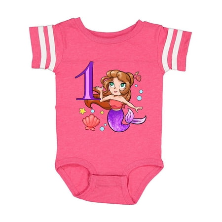 

Inktastic Mermaid First Birthday purple tail Gift Baby Boy or Baby Girl Bodysuit