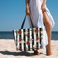 thumbnail image 3 of Wukai Rose Flowers Print Zipper Bag,large Beach Tote Bag,Waterproof Sandproof Bag,Grocery and Picnic Tote Travel Bag, 3 of 5