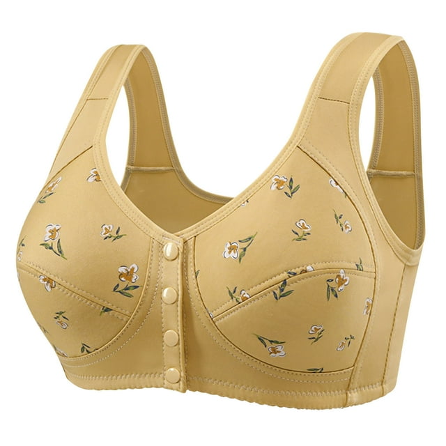 Tunhigl Women's Printed Front Button No Steel Ring Bra Large Size Large Cup Bra