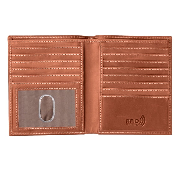 Wallet Euro Style Size RFID Safe Rustic Brown Leather Bifold Wallet for Men ID Key Holder by Juzar Tapal Collection