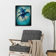 thumbnail image 2 of Abstract Blue Orchid Floral Modern Art Print Framed Poster Wall Decor 12x16 inch, 2 of 5