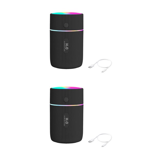 Mini Humidificador de aire portátil Injueey 220ML con luz nocturna Negro 2Conjunto