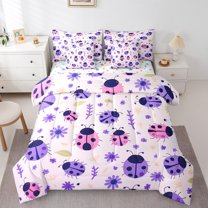 Castle Fairy Cartoon Ladybird Bedding Comforter Set,Chic Flowers Queen Bedding Sets