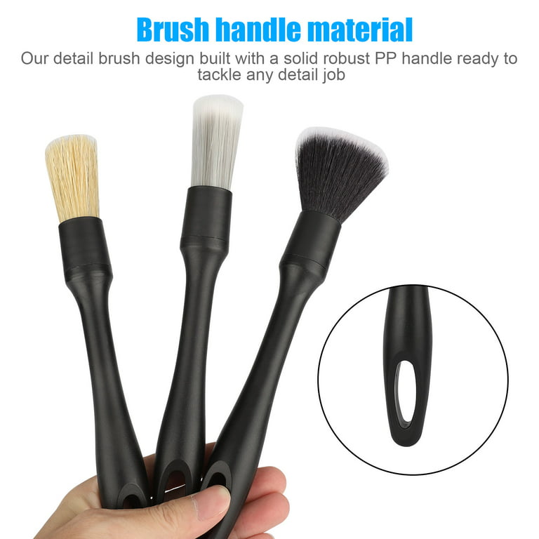 Car Detailing Brush Set, 3 Pack Synthetic Detailing Brushes, Clean Interior  or Exterior, Wheels, Tires, Engine Bay, Leather Seats, Car Detailing Kit