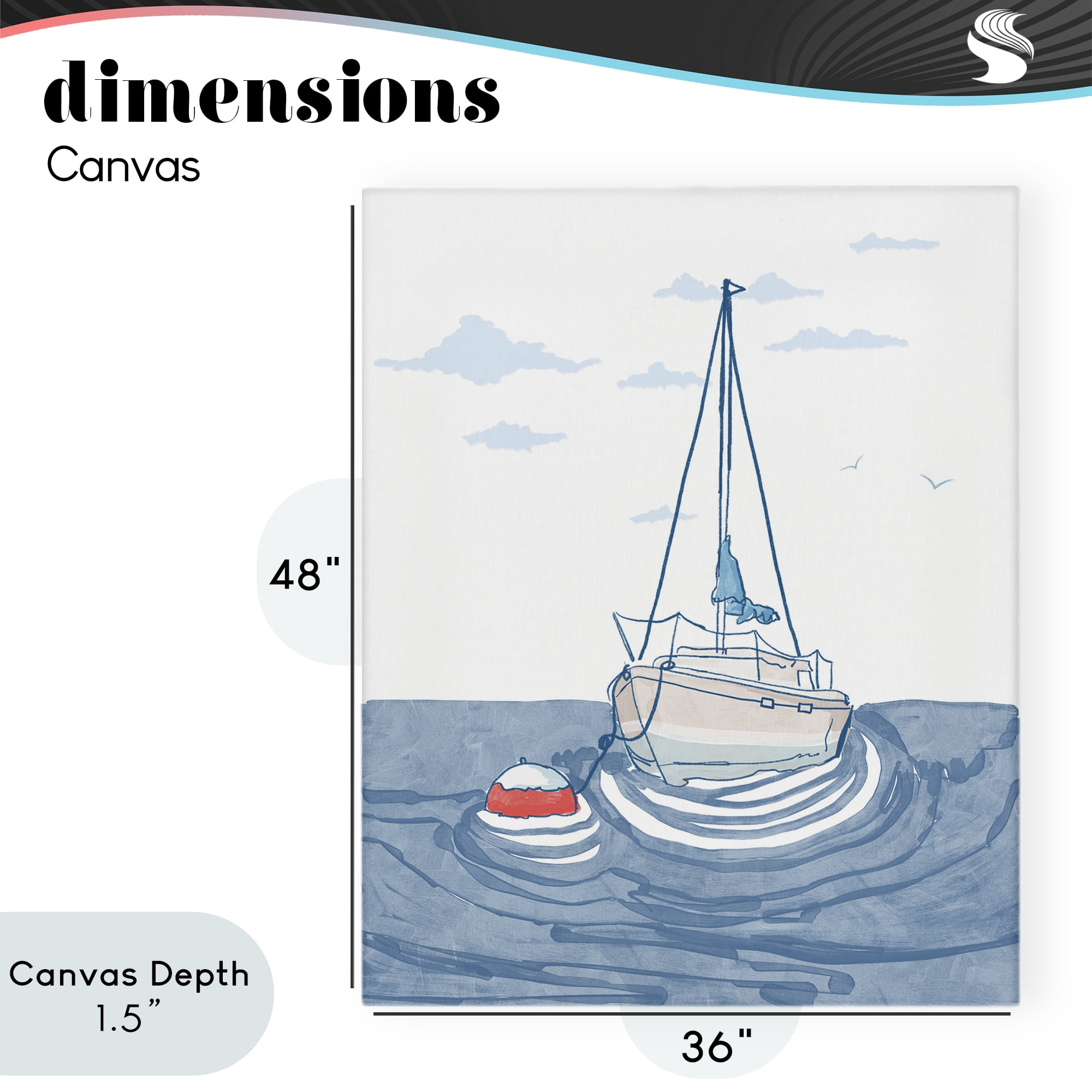 Stupell Industries Cool Tone Sailboat Floating Canvas Wall Art, design by Melissa Tilley