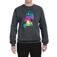 thumbnail image 2 of Neon Beach Sunset Cat California Vibes | Mens Animal Lover Crewneck Graphic Sweatshirt, Charcoal, X-Large, 2 of 4