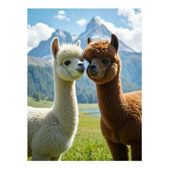 Diamond Art Kit for Adults, Alpacas Mountain Meadow Pair Scenic Diamond Painting for Adults Beginners, DIY Diamond Art Painting Kits, 5D Diamond Painting Crafts for Home Decor 12x16 Frameless