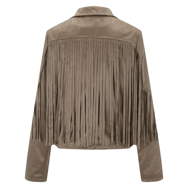 Fringe Jacket Women Western Faux Suede Leather Cardigan Fringe Jacket Women Western Faux Suede Leather Cardigan