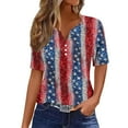 thumbnail image 2 of Cavosen Independence Day T Shirt Women Petite Independence Day Short Sleeve V-Neck T Shirts American Flag Graphic Tops Lady XL 4th of July Casual T Shirts Red White and Blue Tunic Tees, 2 of 5