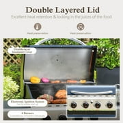 Alpha Joy 4-Burner Propane Gas BBQ Grill with Side Burner and Wheels 542 SQ.IN. Cooking Space, Blue