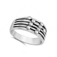 thumbnail image 4 of Oxidized Ball Bead Bar Line Ring .925 Sterling Silver Band Jewelry Female Male Unisex Size 10, 4 of 4