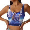 thumbnail image 1 of Fotbe Night Sky Winged French Bulldog Sujetador Deportivo Largo sin Aros para Mujer con Almohadillas y Soporte Medio, Transpirable y Absorbente, Camiseta Tipo Chaleco o Tank Top-Large, 1 of 8