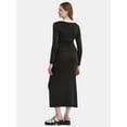thumbnail image 2 of No Boundaries Scoop Neck Top with Long Sleeves and Foldover Slit Skirt Set, 2-Piece, Women's XXS-XXL, 2 of 4