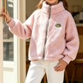 thumbnail image 6 of Gealkoca Girls Fleece Lined Full-Zip Jacket Winter Plush Warm Coats Soft & Cozy Stand-Collar Coat Long Sleeve Soft Outerwear with Pockets 1-12Y, 6 of 7
