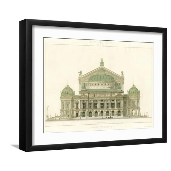 Art.com Paris Opera House II Art Print, Black Frame Wall Art, 21" x 17"