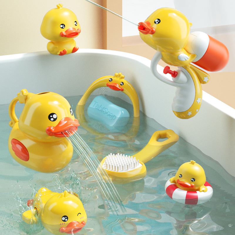 Baby Products Online - Toddler Bath Toy Set - Interactive Baby Shower Toys,  Bath Time for Kids with Yellow Duck Slide Bath Toys, Floating Splash Toys,  & - Kideno