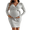 Gray, variant on Women's Ribbed Knit Maternity Wrap Nursing Dress, Long Sleeve V Neck Side Tie Maternity Dress for Fall Winter