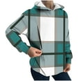 thumbnail image 2 of FDGIU Women's Plaid Flannel Shacket - Plus Size Fleece Lined Hooded Coat, Long Sleeve Button-Down Shirt Jacket, Oversized Flannel Hoodie, Warm Winter Zip-Up Coat, 2 of 5